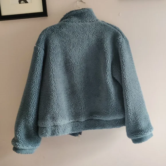 SheIn Zip Up Blue Teddy Spring Jacket - Picture 10 of 10